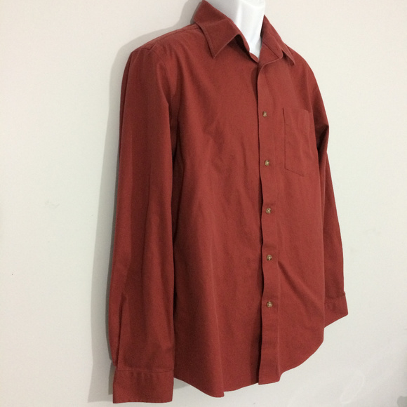 Eddie Bauer Mens M Red Classic Fit Button Up Shirt - Picture 3 of 8